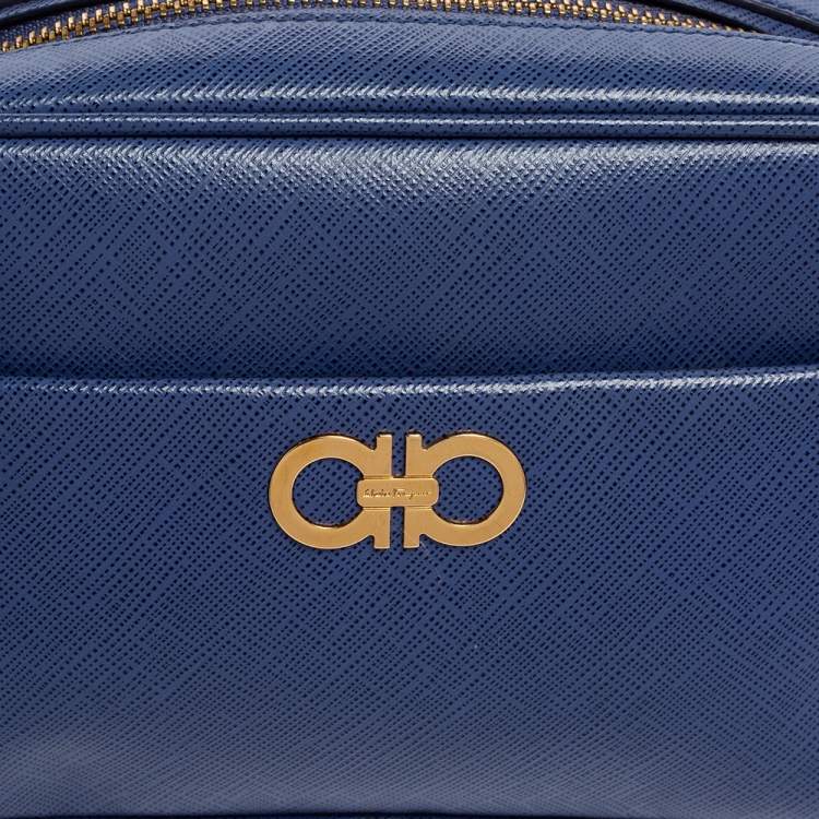 مملوكة مسبقًا Salvatore Ferragamo Blue Leather Double Gancini Shoulder Bag
