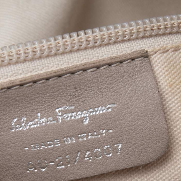 Pre Owned Salvatore Ferragamo Beige Tiered Grosgrain Braided Tote