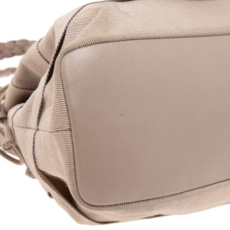 Pre Owned Salvatore Ferragamo Beige Tiered Grosgrain Braided Tote