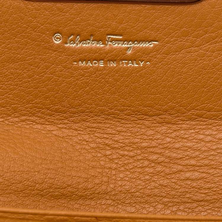 Pre Owned Salvatore Ferragamo Tan Leather Flap Continental Wallet