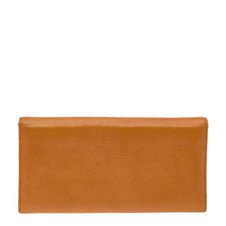 Pre Owned Salvatore Ferragamo Tan Leather Flap Continental Wallet