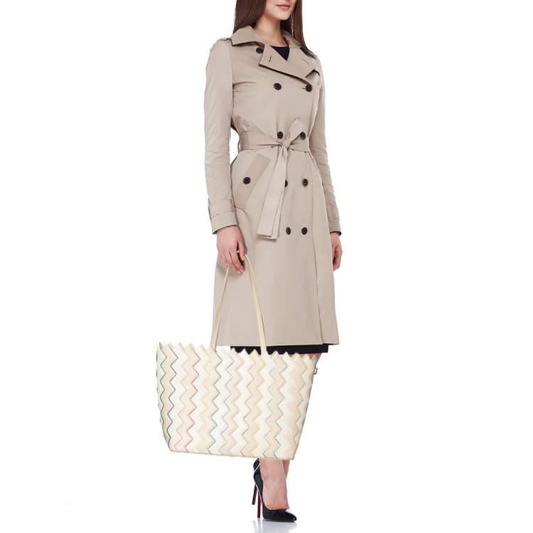 Pre Owned Salvatore Ferragamo Multicolor Zigzag Leather Tote