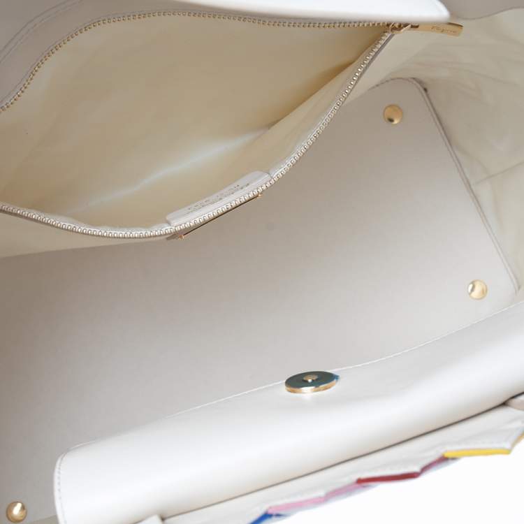 Pre Owned Salvatore Ferragamo Multicolor Zigzag Leather Tote
