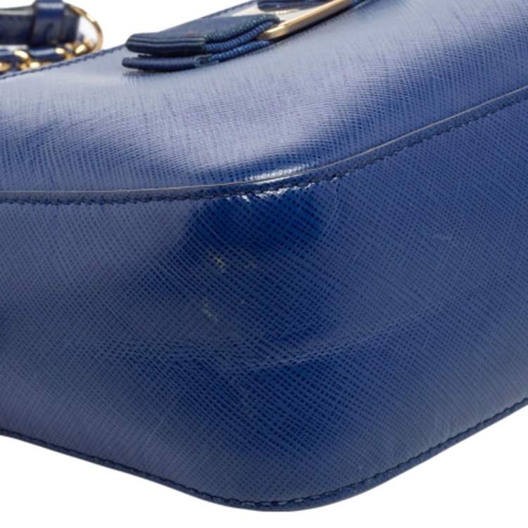 Pre Owned Salvatore Ferragamo Blue Leather Lydia Camera Bag