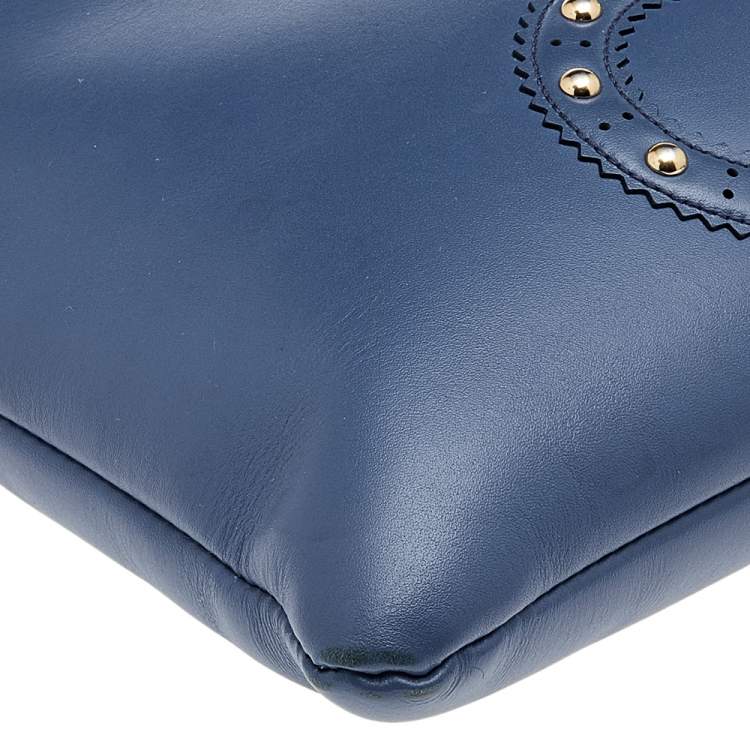 Pre Owned Salvatore Ferragamo Blue Leather Crossbody Bag 