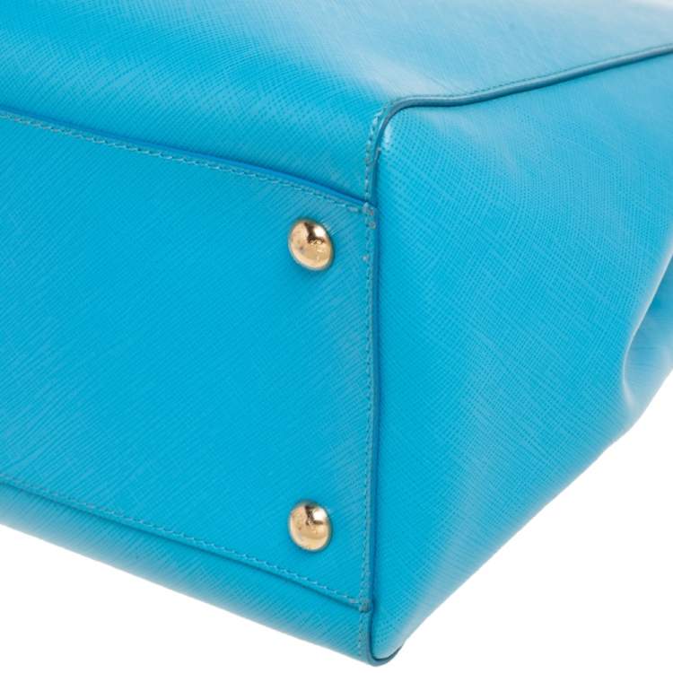 Pre Owned Salvatore Ferragamo Light Blue Saffiano Leather Vara Bow Tote