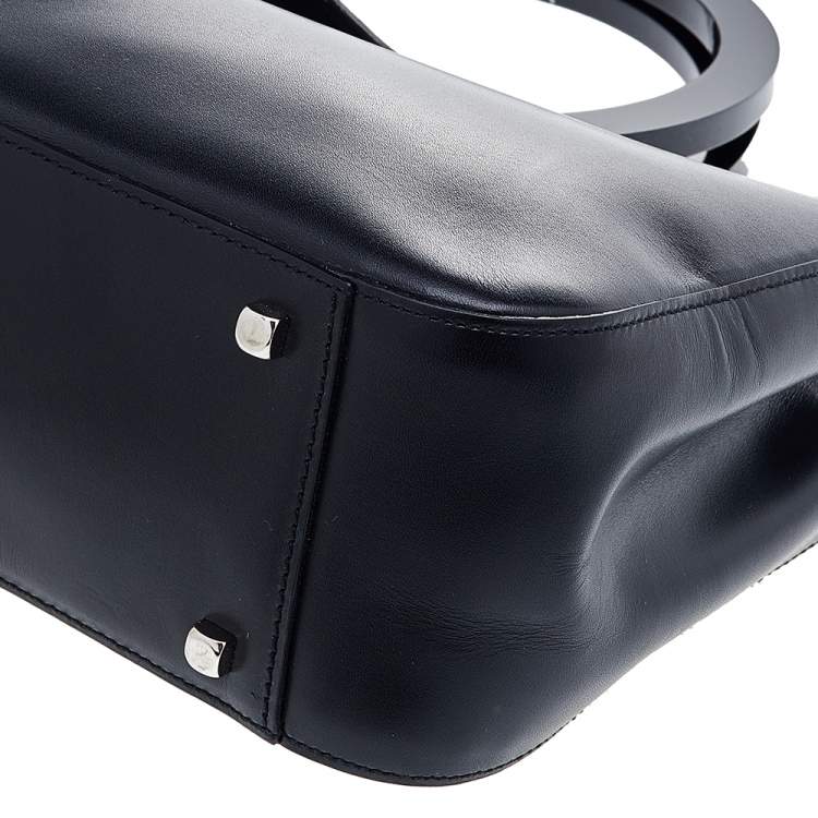 Pre Owned Salvatore Ferragamo Black Leather Gancio Satchel