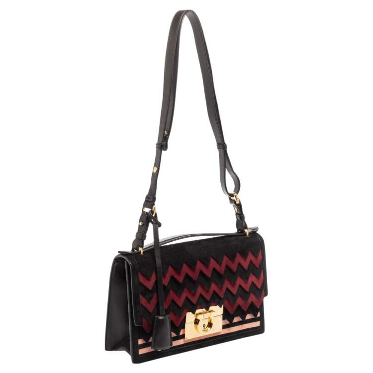 Pre Owned Salvatore Ferragamo Multicolor Suede And Leather Aileen Shoulder Bag