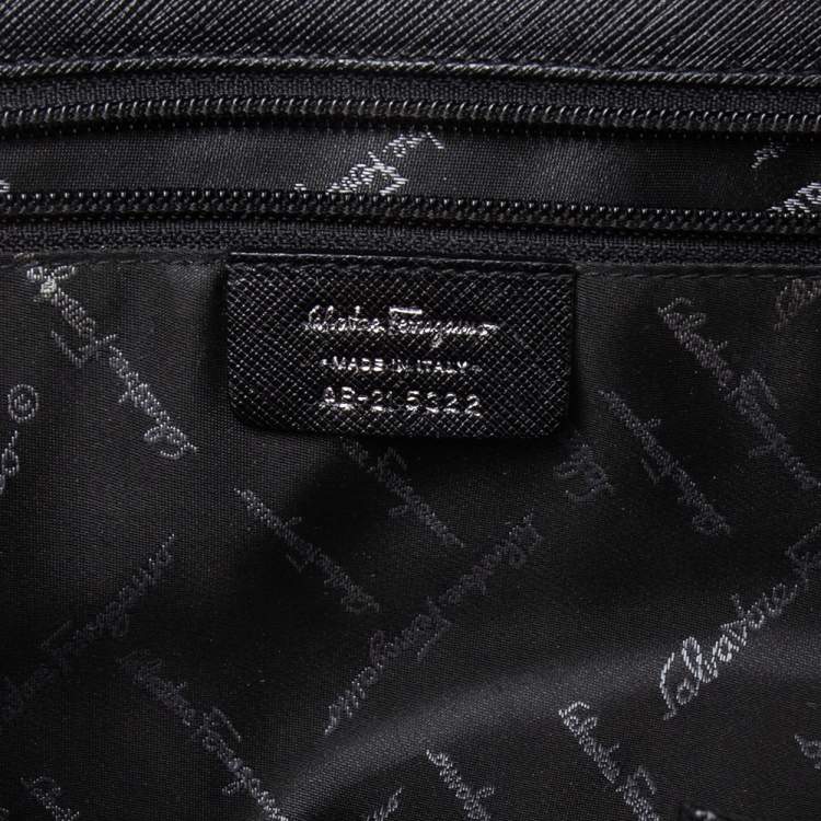 Pre Owned Salvatore Ferragamo Black Leather Gancio Flap Satchel