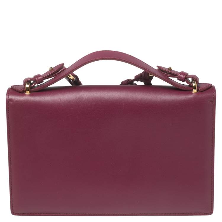 Pre Owned Salvatore Ferragamo Magenta Leather Gancio Lock Top Handle Bag