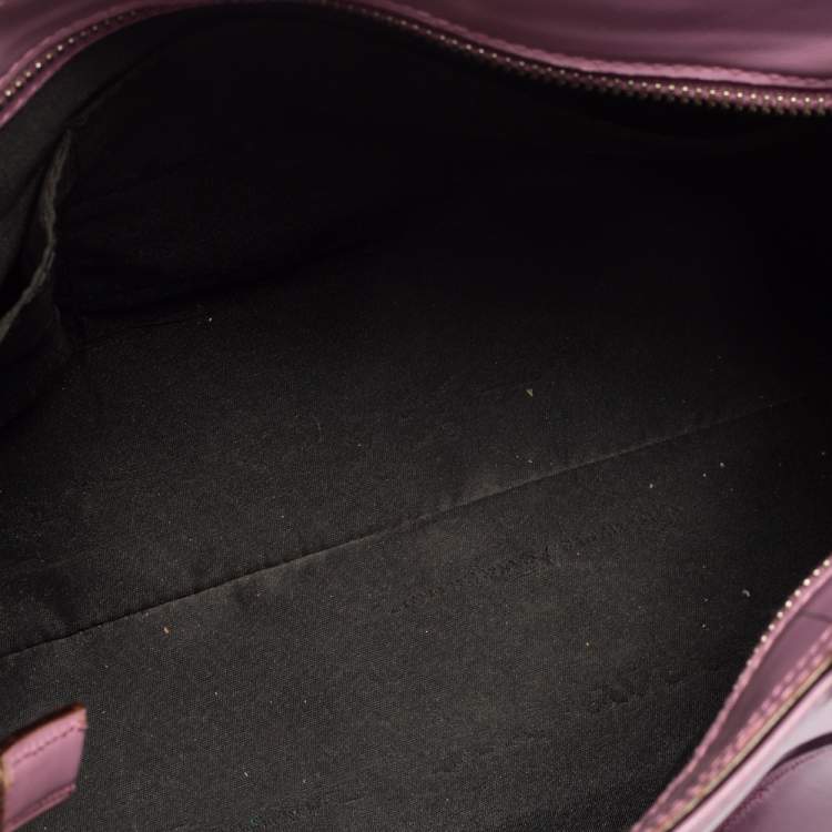 Pre Owned Salvatore Ferragamo Purple Leather Gancini Buckle Tote