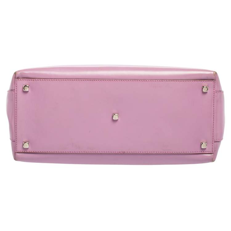 Pre Owned Salvatore Ferragamo Purple Leather Gancini Buckle Tote