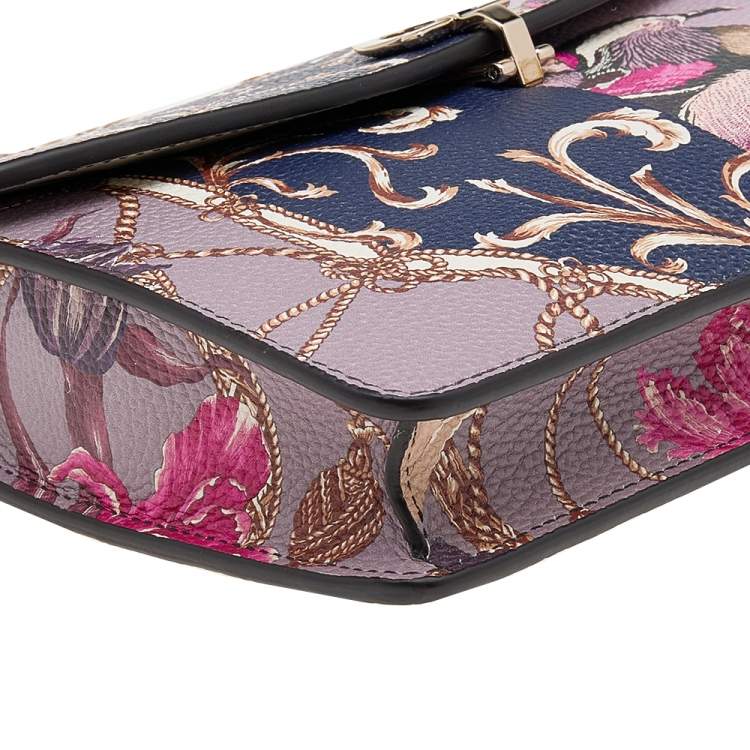 Pre Owned Salvatore Ferragamo Multicolor Foulard Print Leather Chain Crossbody Bag 