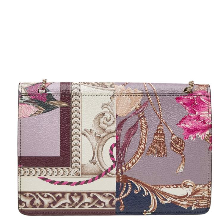 Pre Owned Salvatore Ferragamo Multicolor Foulard Print Leather Chain Crossbody Bag 