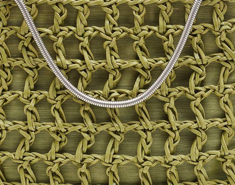 Pre Owned Salvatore Ferragamo Green Woven Leather And Fabric Metal Handle Tote