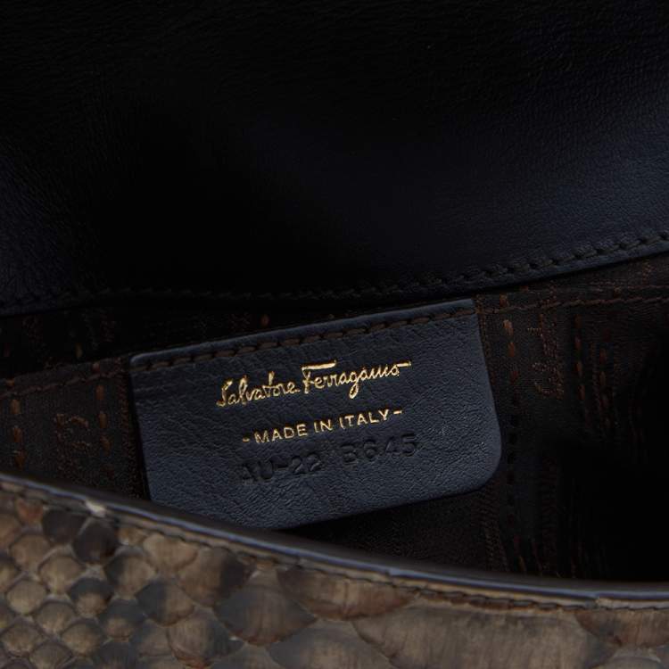 Pre Owned Salvatore Ferragamo Brown Python Crossbody Bag