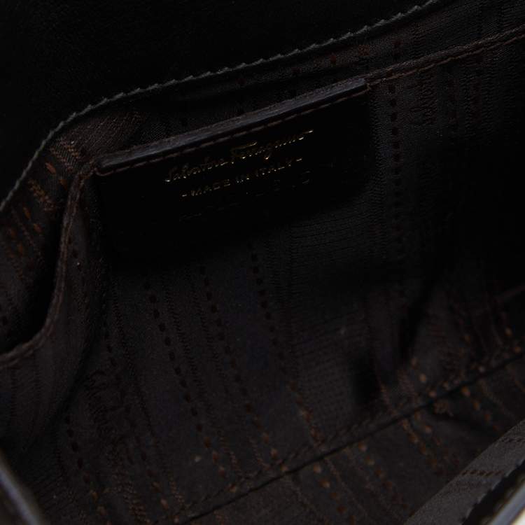 Pre Owned Salvatore Ferragamo Brown Python Crossbody Bag