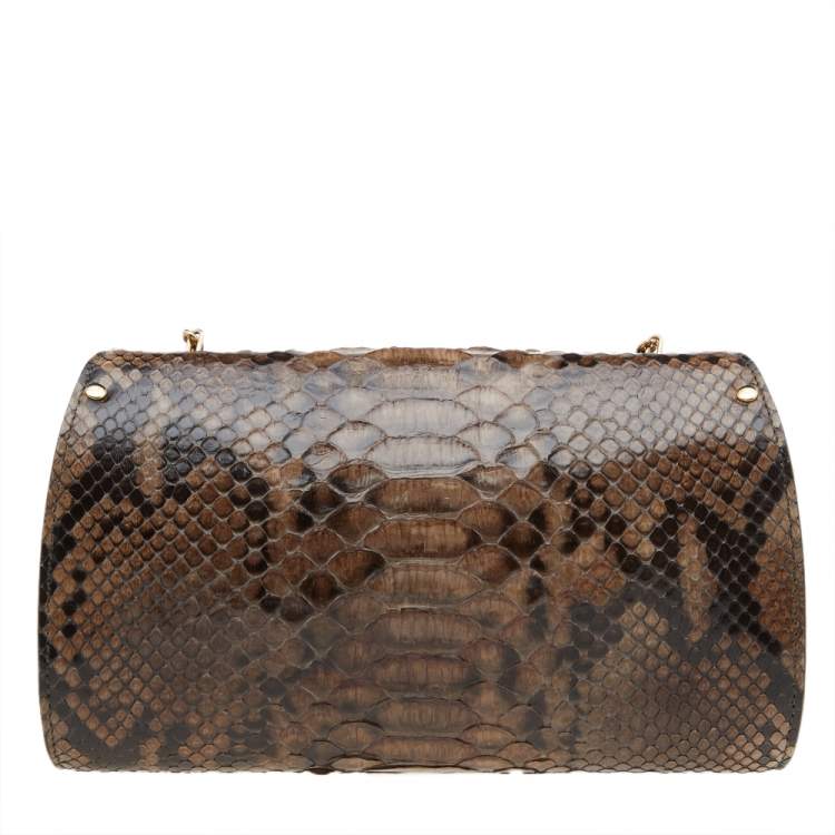 Pre Owned Salvatore Ferragamo Brown Python Crossbody Bag