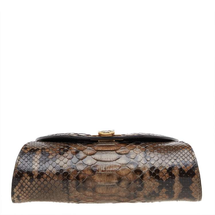 Pre Owned Salvatore Ferragamo Brown Python Crossbody Bag