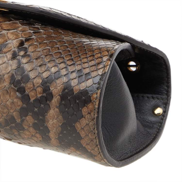 Pre Owned Salvatore Ferragamo Brown Python Crossbody Bag