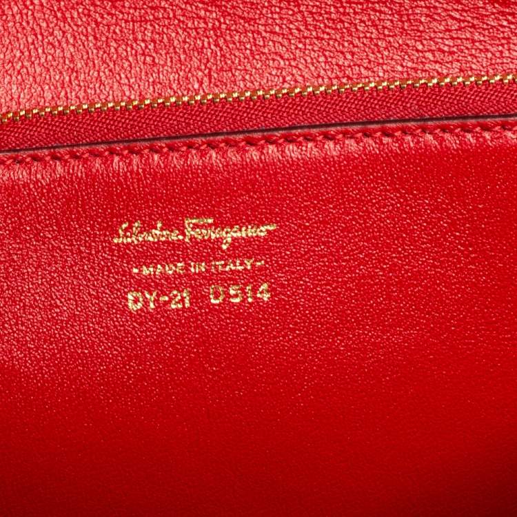 Pre Owned Salvatore Ferragamo Burgundy Leather Marisol Top Handle Bag