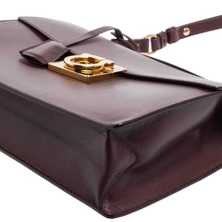 Pre Owned Salvatore Ferragamo Burgundy Leather Marisol Top Handle Bag