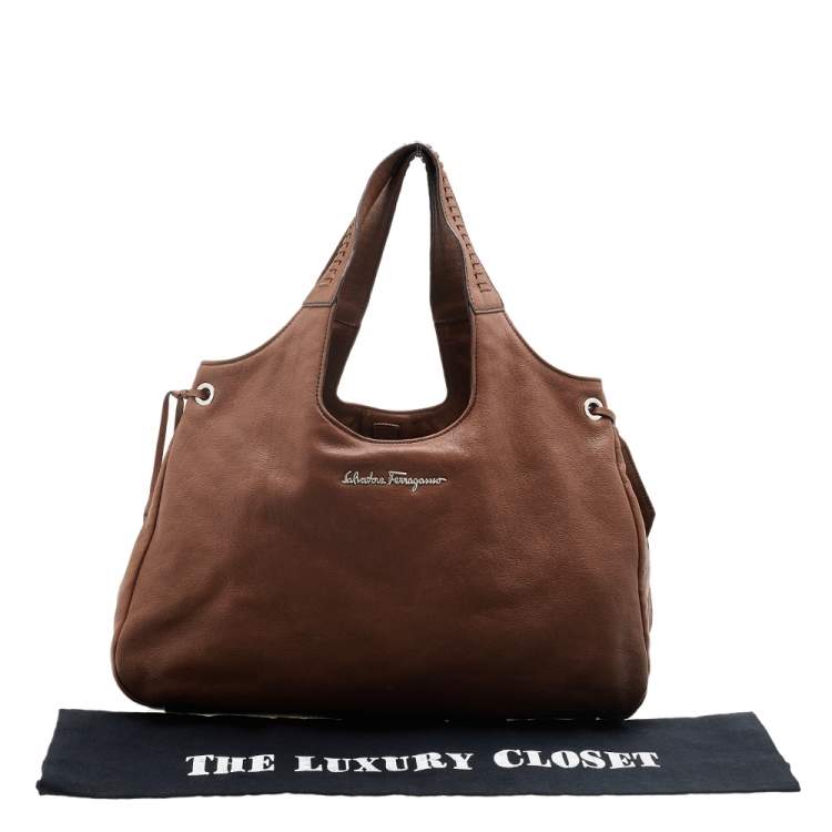Pre Owned Salvatore Ferragamo Brown Leather Hobo