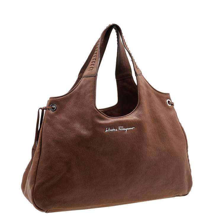 Pre Owned Salvatore Ferragamo Brown Leather Hobo