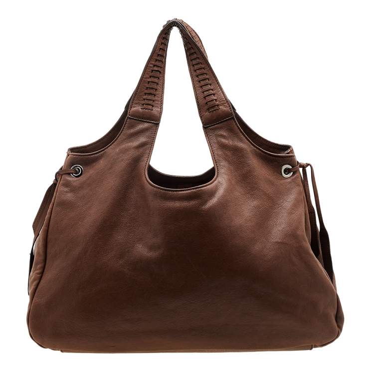 Pre Owned Salvatore Ferragamo Brown Leather Hobo