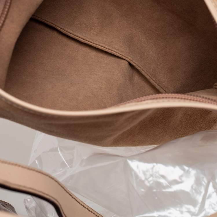Pre Owned Salvatore Ferragamo Beige/Brown Logo Print PVC Tote
