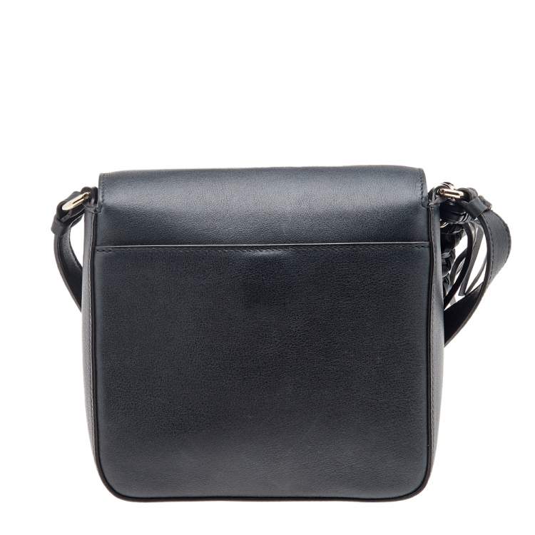 Pre Owned Salvatore Ferragamo Navy Blue Leather Gancio Shoulder Bag