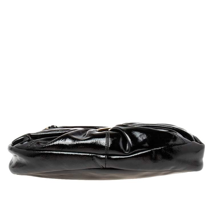 Pre Owned Salvatore Ferragamo Black Patent Leather Hobo
