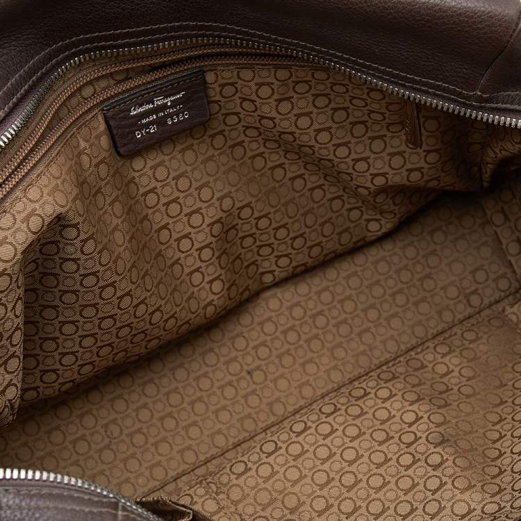 Pre Owned Salvatore Ferragamo Dark Brown Leather Marisa Satchel