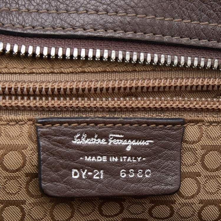 Pre Owned Salvatore Ferragamo Dark Brown Leather Marisa Satchel