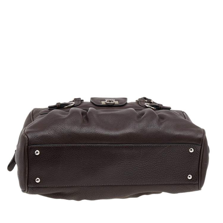 Pre Owned Salvatore Ferragamo Dark Brown Leather Marisa Satchel