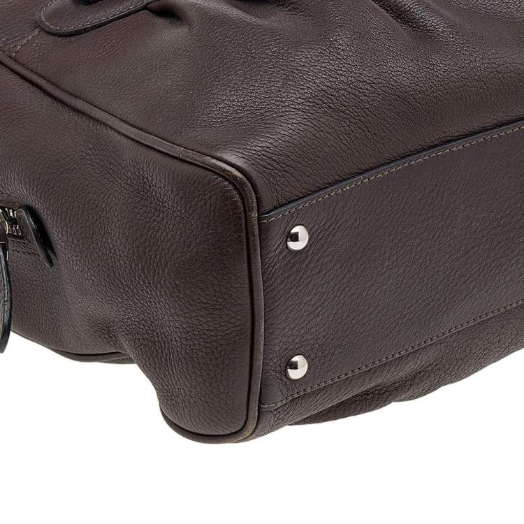 Pre Owned Salvatore Ferragamo Dark Brown Leather Marisa Satchel