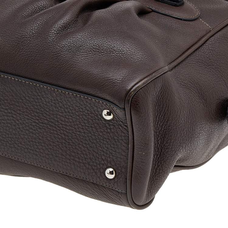 Pre Owned Salvatore Ferragamo Dark Brown Leather Marisa Satchel
