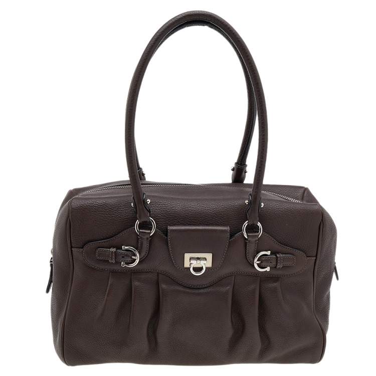 Salvatore Ferragamo Dark Brown Leather Marisa Satchel Salvatore ...