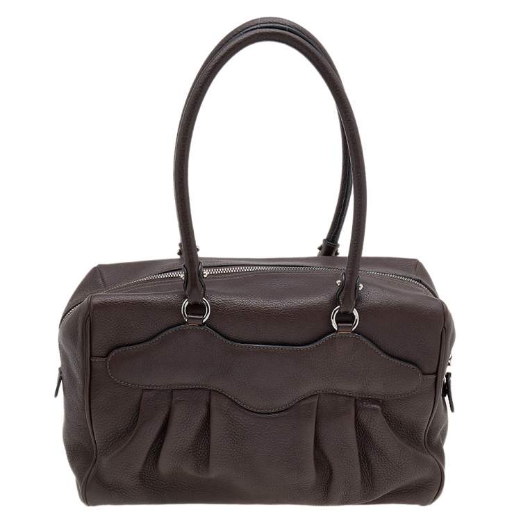 Pre Owned Salvatore Ferragamo Dark Brown Leather Marisa Satchel