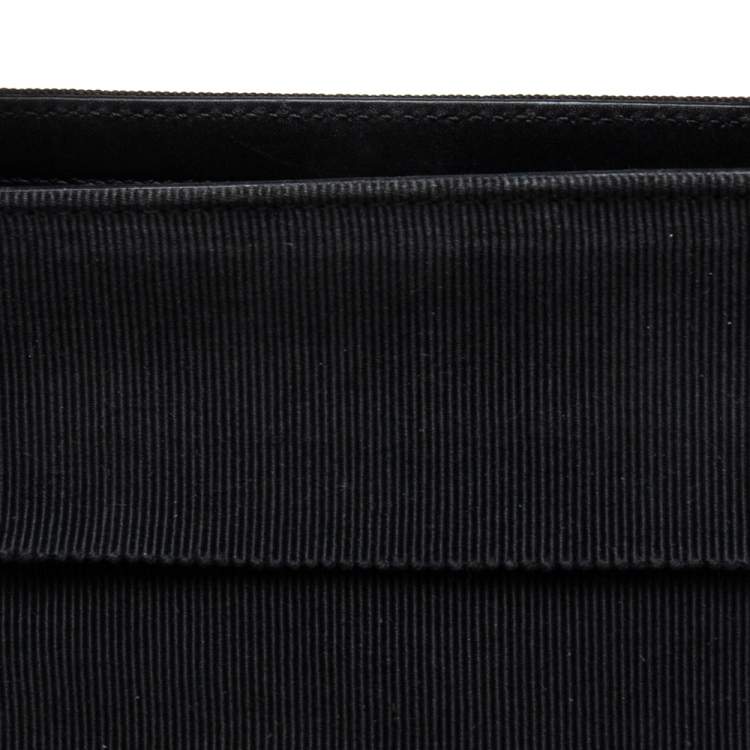 Pre Owned Salvatore Ferragamo Black Ruffle Canvas and Leather Chain Shoulder Bag