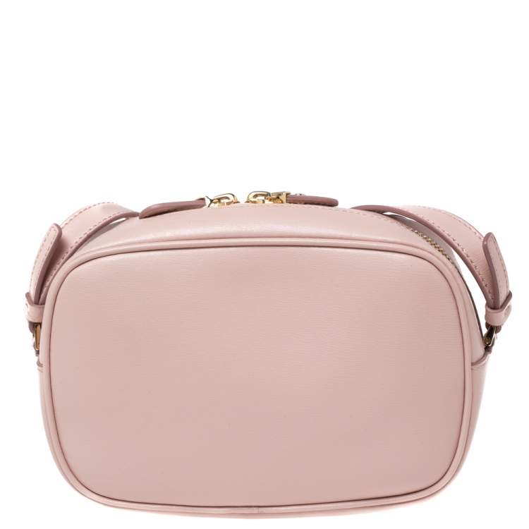 Pre Owned Salvatore Ferragamo Light Pink Leather Gancini Camera Crossbody Bag