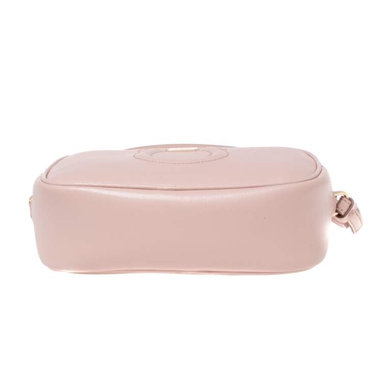 Pre Owned Salvatore Ferragamo Light Pink Leather Gancini Camera Crossbody Bag