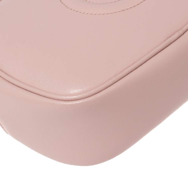 Pre Owned Salvatore Ferragamo Light Pink Leather Gancini Camera Crossbody Bag