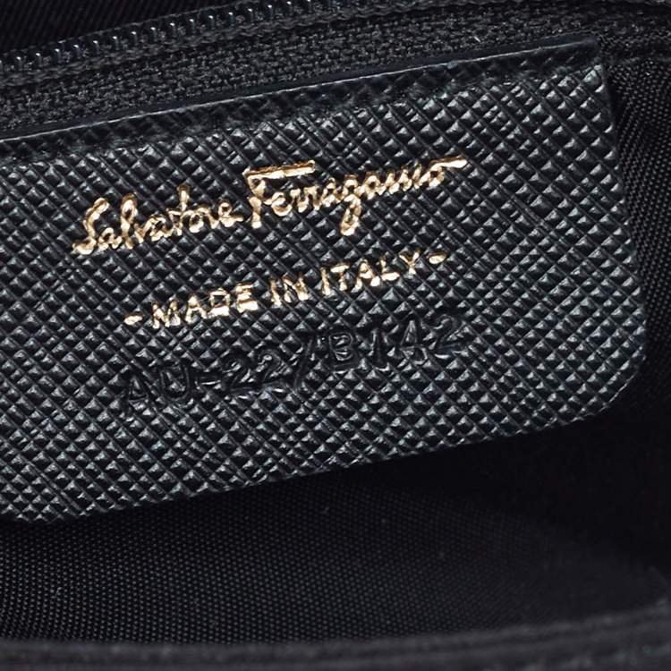 Pre Owned Salvatore Ferragamo Black Nylon And Leather Viva Bow Shoulder Bag