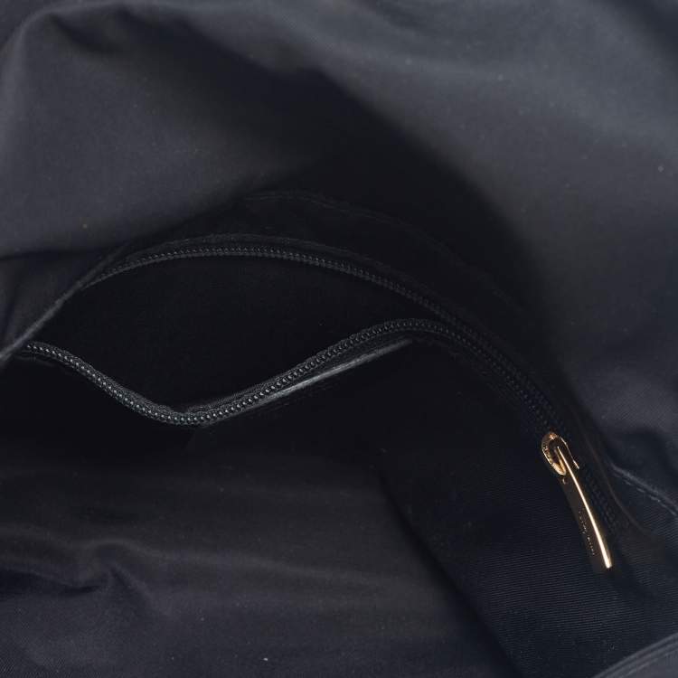 Pre Owned Salvatore Ferragamo Black Nylon And Leather Viva Bow Shoulder Bag