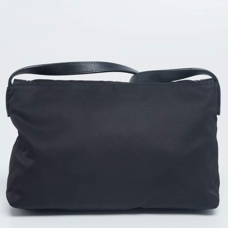 Pre Owned Salvatore Ferragamo Black Nylon And Leather Viva Bow Shoulder Bag