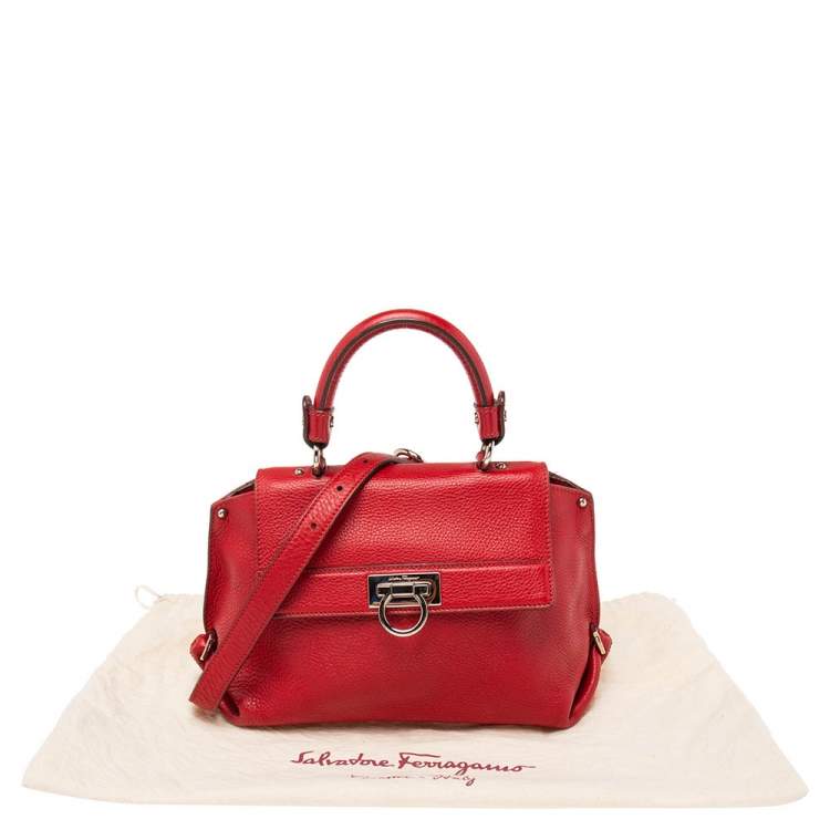 Pre Owned Salvatore Ferragamo Red Leather Sofia Top Handle Bag