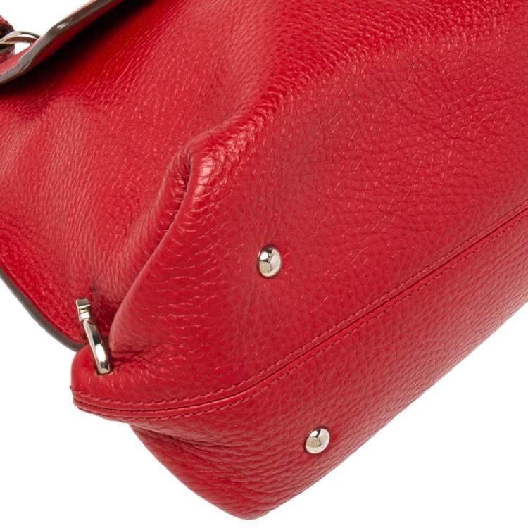 Pre Owned Salvatore Ferragamo Red Leather Sofia Top Handle Bag