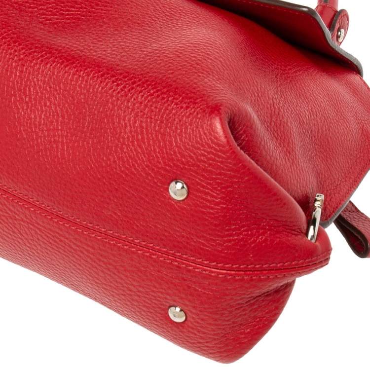 Pre Owned Salvatore Ferragamo Red Leather Sofia Top Handle Bag