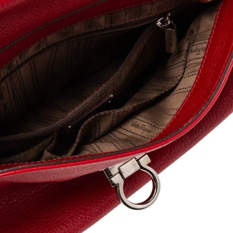Pre Owned Salvatore Ferragamo Red Leather Sofia Top Handle Bag